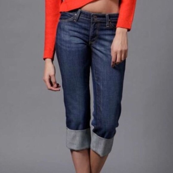 AG Adriano Goldschmied the Shorty Wide Cuff Cropped Jeans Size 32R - Picture 1 of 16